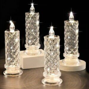 Rose Shadow Flameless Candle, 4pcs Romantic Battery Operated Candles15 Minutes E